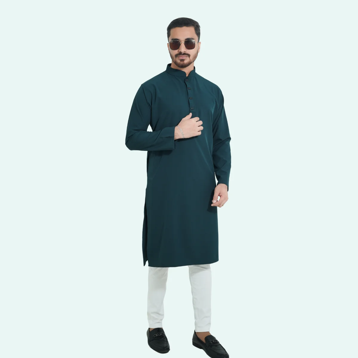 Dark-Green-Color-Solid-Panjabi